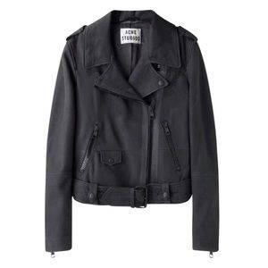 Acne Studios Black Mape Scuba Leather Jacket 36